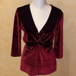 Boston Proper Burgundy Blouse with Front Twist